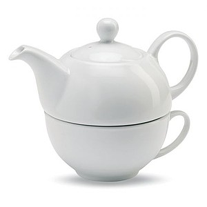 Teapot and cup set, white - reklamní hrnky
