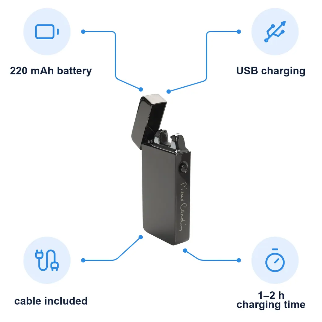 Infographic: PIERRE CARDIN ELECTRIC Rechargeable electric lighter, gunmetal