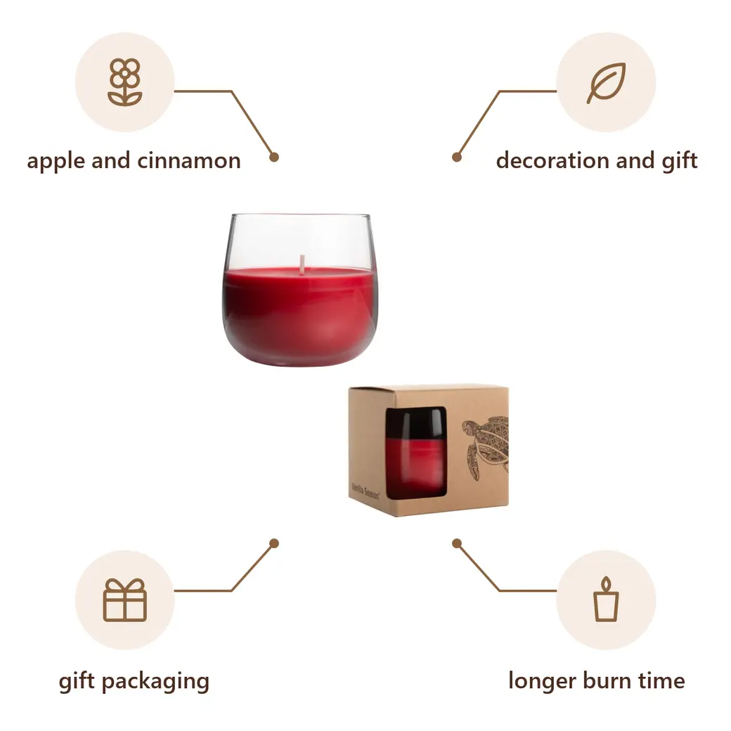Infographic: VS LEIRA Scented candle, apple and cinnamon
