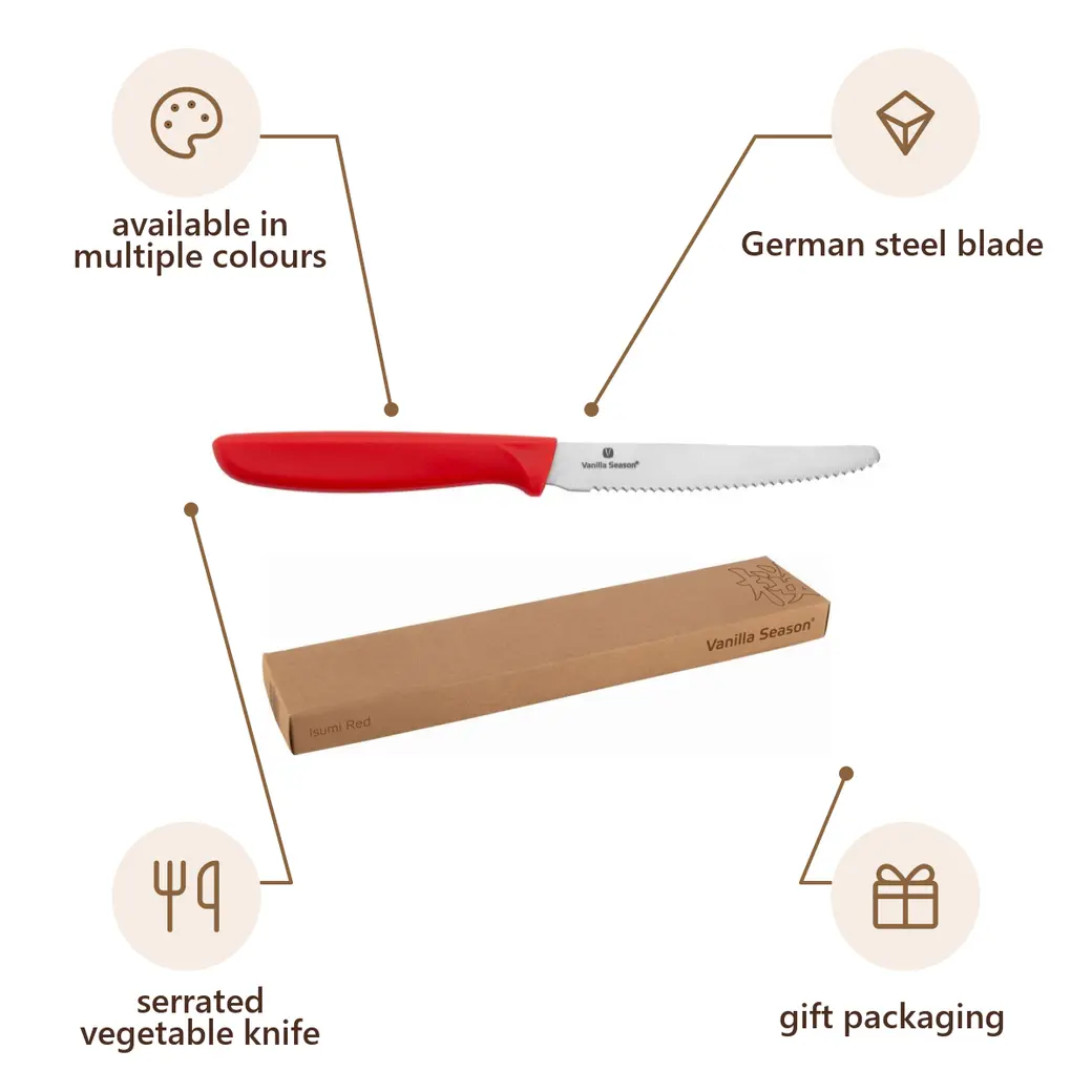 Infographic: VS ISUMI Vegetable Knife, Red