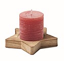 Star shaped wooden decorative base with a vanilla fragrenced candle