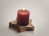 Star shaped wooden decorative base with a vanilla fragrenced candle