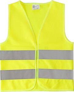 100% Polyester neon safety jacket for children. For promotional use.