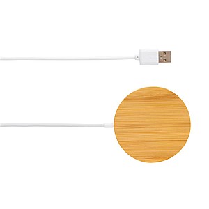 10W bamboo magnetic wireless charger, brown