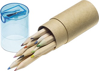12 Colour pencils with sharpenerPale blue
