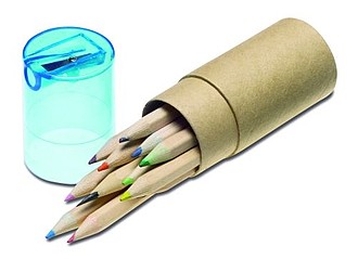 12 Colour pencils with sharpenerPale blue