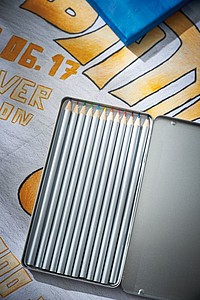 12 long coloured pencils,colour silver