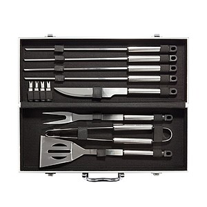 12 pcs barbecue set in aluminium box, silver