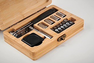 13 piece tool set, bamboo case