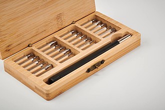 13 piece tool set, bamboo case
