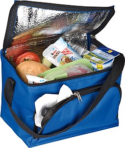 210D polyester cooler bag with front compartment, blue