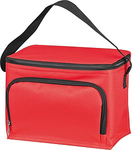 210D polyester cooler bag with front compartment, red
