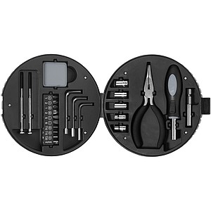 25- piece tire shape tool set, silver,black