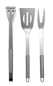 3 BBQ tools in pouch, black
