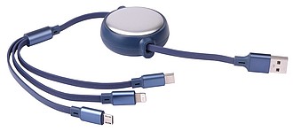 3-in-1 charging cable RETRACT, blue