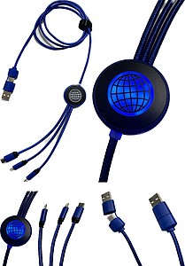 3 in 1 charging cable with LED logo