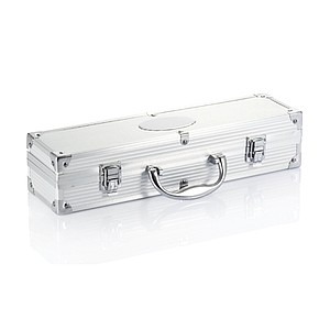 3 pcs barbecue set in aluminium box, silver