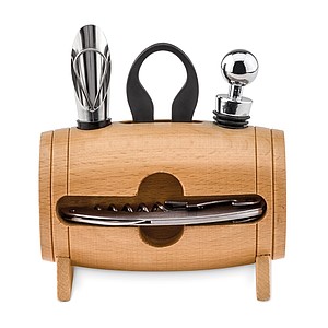 4 pcs wine set in wooden stan