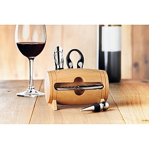 4 pcs wine set in wooden stan