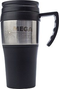 500ml Travel mug. Black/silver