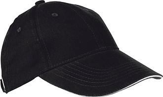 6-panel sandwich baseball cap, black
