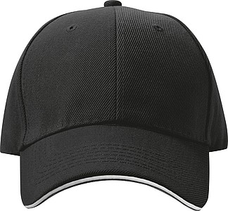 6-panel sandwich baseball cap, black