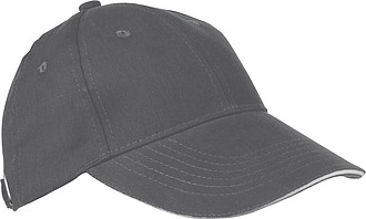 6-panel sandwich baseball cap, grey
