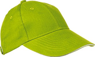 6-panel sandwich baseball cap, light green