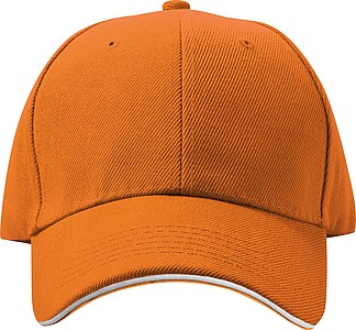 6-panel sandwich baseball cap, orange