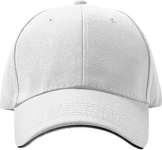 6-panel sandwich baseball cap, white