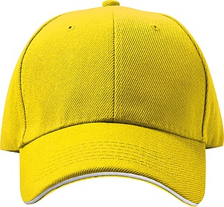 6-panel sandwich baseball cap, yellow
