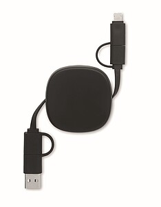 60W retractable charging cable, black