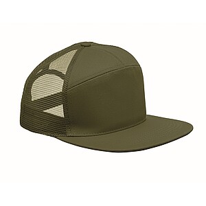 7 panel flat visor cap, army green