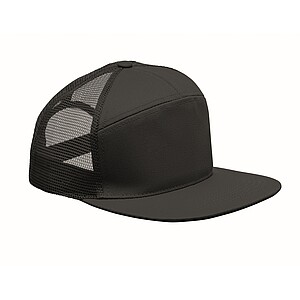 7 panel flat visor cap, black