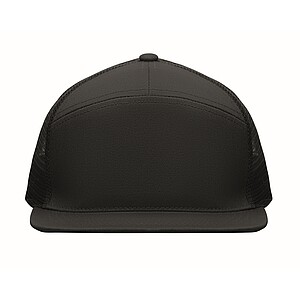 7 panel flat visor cap, black