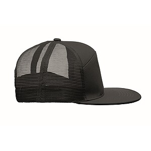 7 panel flat visor cap, black