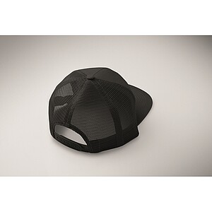 7 panel flat visor cap, black