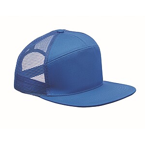 7 panel flat visor cap, royal blue