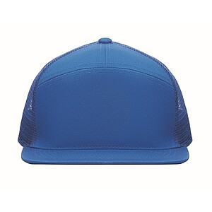 7 panel flat visor cap, royal blue
