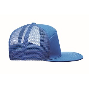 7 panel flat visor cap, royal blue
