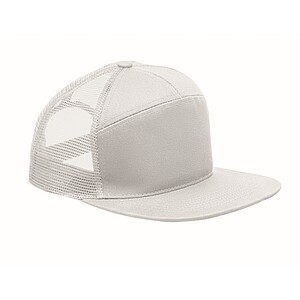 7 panel flat visor cap, white