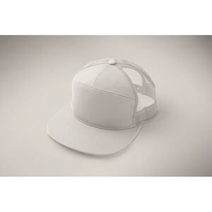 7 panel flat visor cap, white