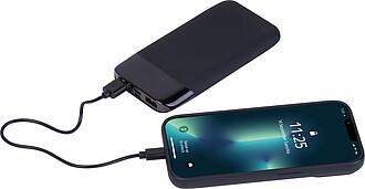 8000 mAh powerbank with illuminated logo, black