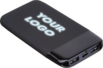 8000 mAh powerbank with illuminated logo, black