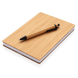 A5 Bamboo notebook & pen set,brown
