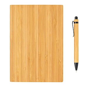 A5 Bamboo notebook & pen set,brown