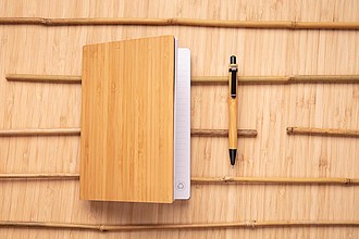 A5 Bamboo notebook & pen set,brown