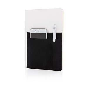A5 Deluxe notebook with smart pockets, white