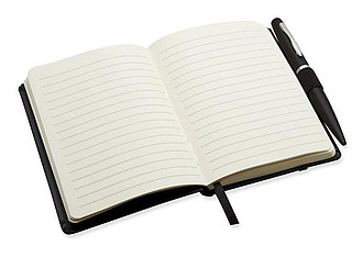 A5 notebook with pen, black
