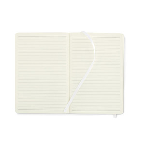 A5 notebook with soft recycled PU (81% recycled polyester and 19% PU) cover.